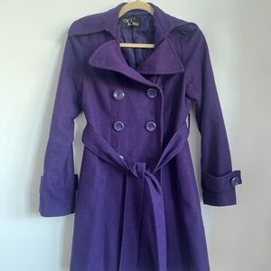 Cecil McBee Brand Purple Double-Breasted Trench Coat